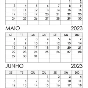 Calendário Abril, Maio, Junho 2023 Calendário Abril, Maio, Junho 2023
