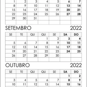 Calendário Agosto, Setembro, Outubro 2022 Calendário Agosto, Setembro, Outubro 2022
