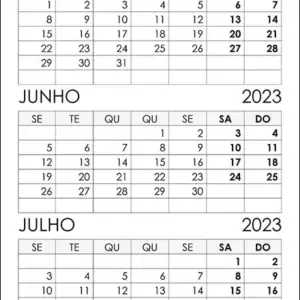 Calendário Maio, Junho, Julho 2023 Calendário Maio, Junho, Julho 2023