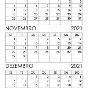 Calendário Outubro, Novembro, Dezembro 2021 Calendário Outubro, Novembro, Dezembro 2021