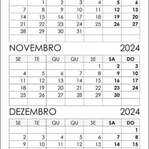 Calendário Outubro, Novembro, Dezembro 2024 Calendário Outubro, Novembro, Dezembro 2024