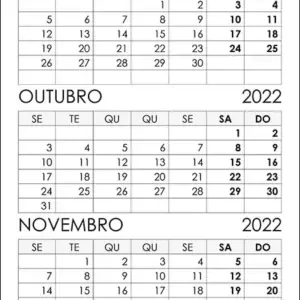 Calendário Setembro, Outubro, Novembro 2022 Calendário Setembro, Outubro, Novembro 2022
