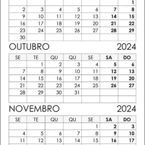 Calendário Setembro, Outubro, Novembro 2024 Calendário Setembro, Outubro, Novembro 2024