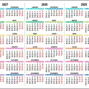 Calendário 2027, 2028, 2029 Calendário 2027, 2028, 2029