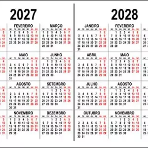 Calendário para 2027 e 2028
