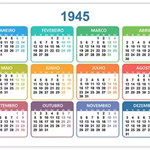 Calendário 1945 Calendário 1945