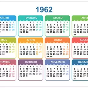 Calendário 1962