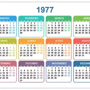 Calendário 1977 Calendário 1977