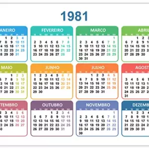 Calendário 1981 Calendário 1981