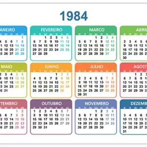 Calendário 1984 Calendário 1984