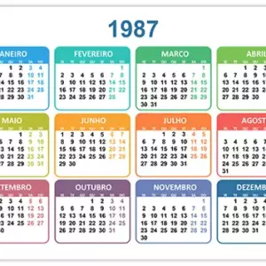 Calendário 1987 Calendário 1987