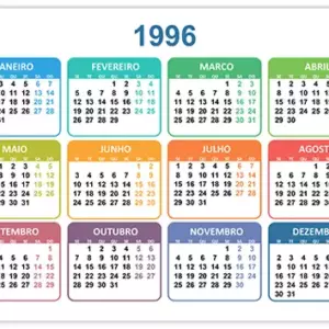 Calendário 1996 Calendário 1996
